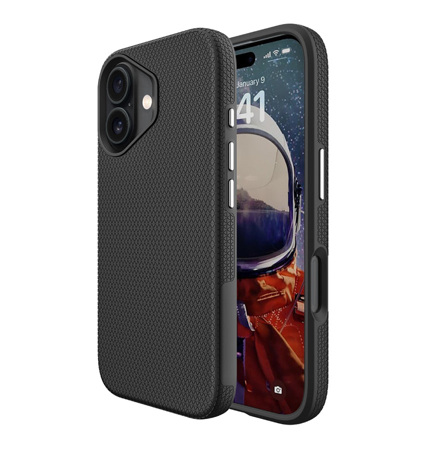 iPhone 16 Plus Triangle Pattern MagSafe Case - Black | Rugged Shockproof Back Cover image 3