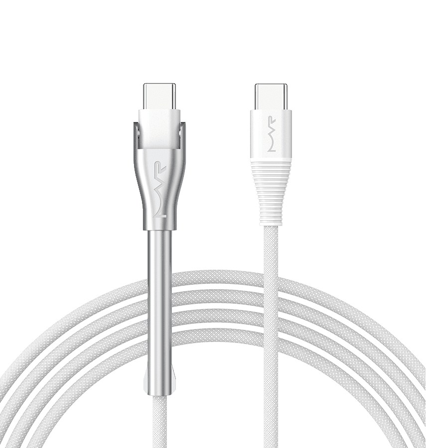 MVR 60W Nylon Braided Charging Cable - White | USB C 1.2m Multi Fast Charging Cable With Kickstand image 0