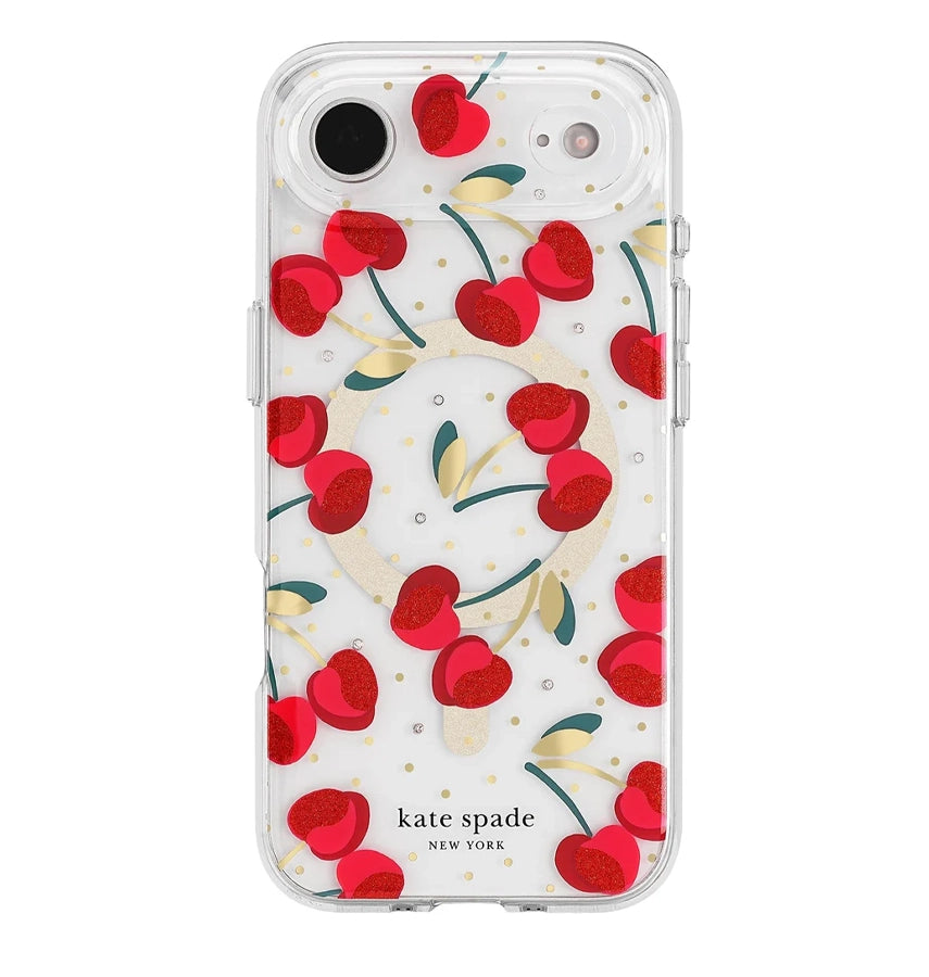 iPhone 17 Air Cherry Dot MagSafe Case – Clear/Red & Gold | Kate Spade Protective Cover with Stylish, Slim & Durable Design image 0