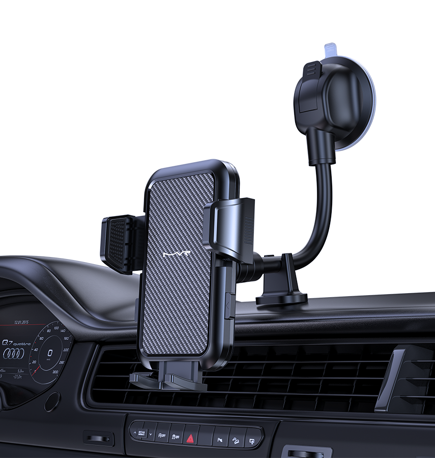 MVR Universal T9 Car Phone Holder - Black | Side Press Mount with Strong Grip image 1