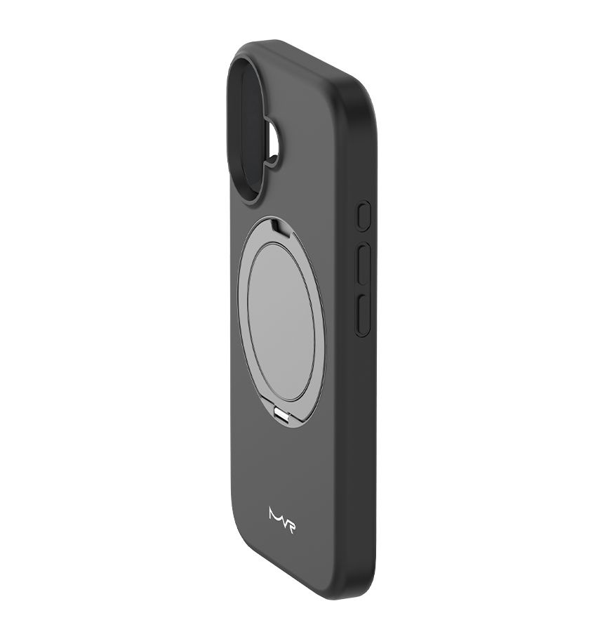 iPhone 16 MVR Liquid Silicone Stand Case - Black | Soft - Touch, Adjustable Kickstand image 1