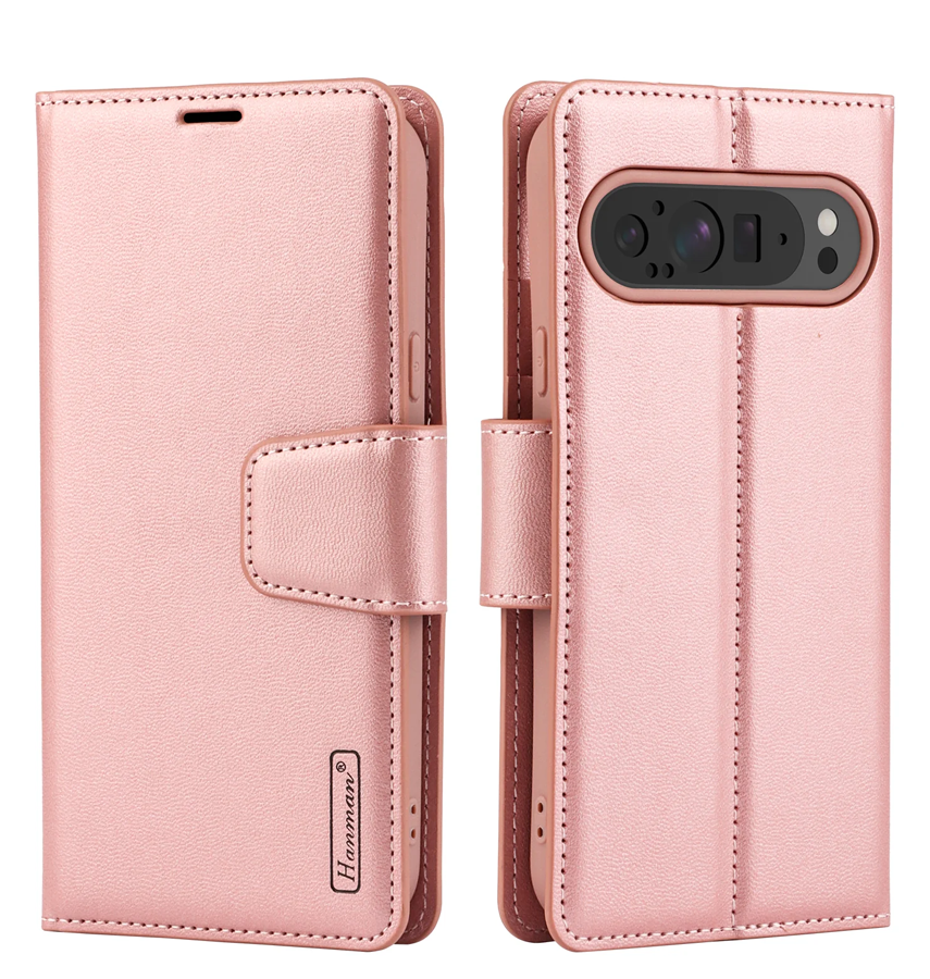 Google Pixel 9 Pro XL Wallet Case - Rose Gold | Hanman Diary Flip Cover with Card Slots image 0