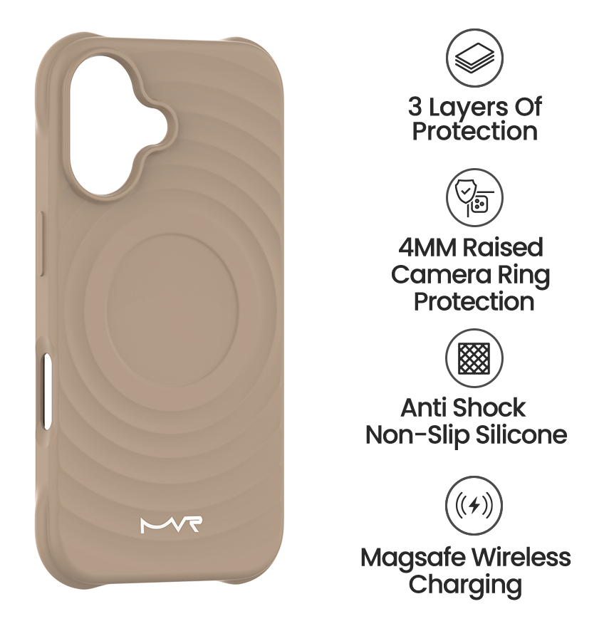 iPhone 16 Plus MVR Wave Silicone Case - Tortilla | Shockproof & Slim Fit Back Cover image 4