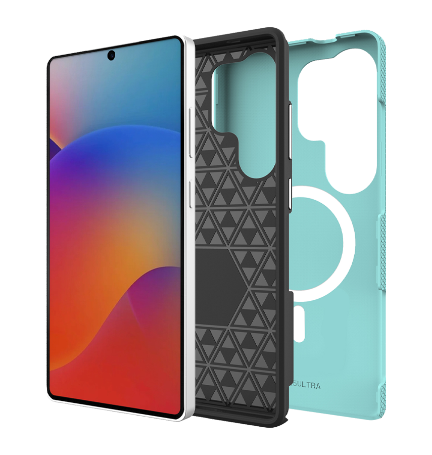 Samsung Galaxy S25 Ultra MagSafe Case - Mint | Triangle Texture Rugged Shockproof Cover