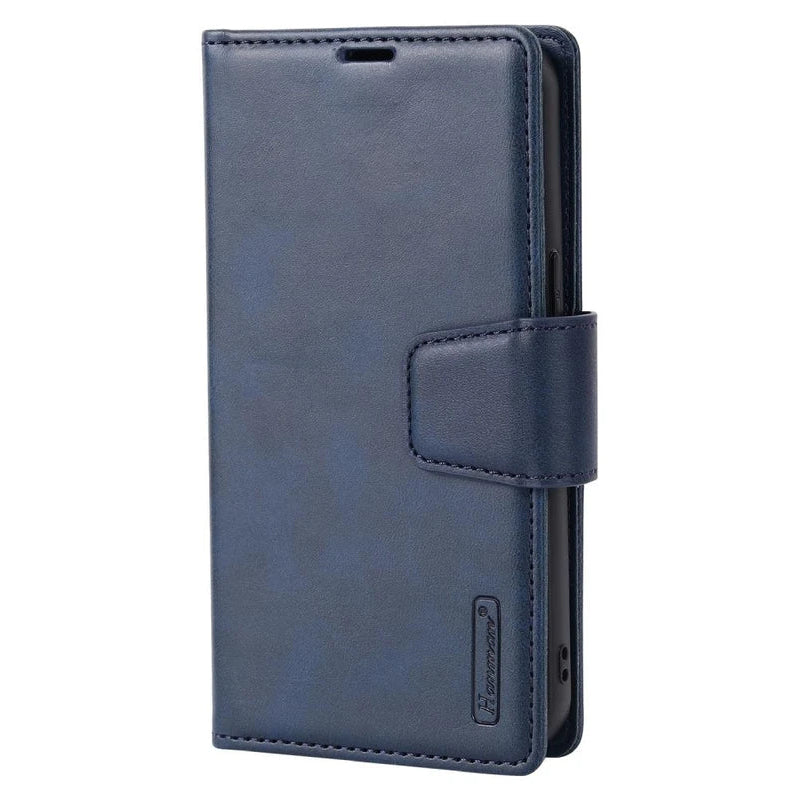 iPhone 16 Pro Max Wallet Case - Navy | Hanman Leather Magnetic Detachable Flip Cover