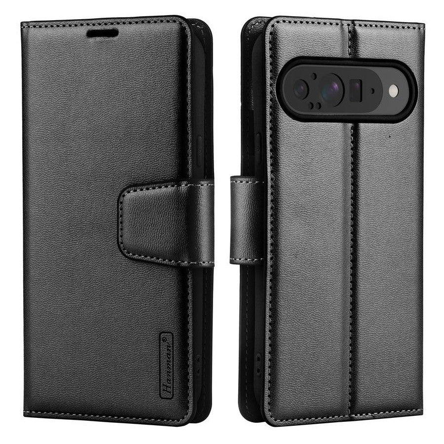 Google Pixel 10/10 Pro Diary Case - Black | Hanman Flip Cover with Clasp, Card Slots & Full Protection
