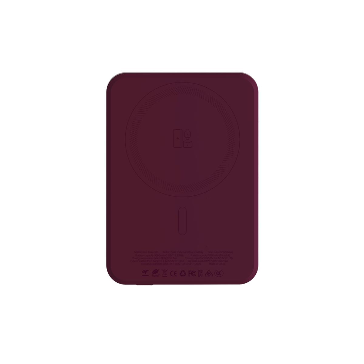 MVR Slim Snap 3.0 5000mAh MagSafe Power Bank - Burgundy