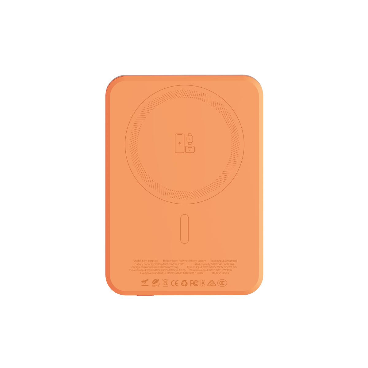 MVR Slim Snap 3.0 5000mAh MagSafe Power Bank - Orange