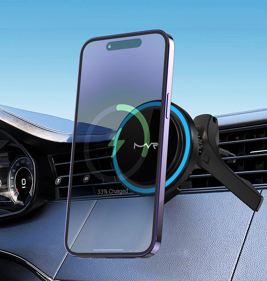 MVR T1 MagSafe Car Charger Holder - Black | 15W Fast Charge Wireless Phone Holder image 4