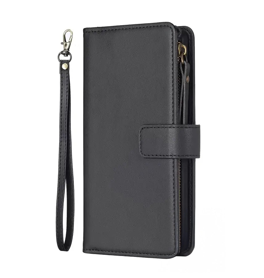 iPhone 17 Pro Zipper Wallet Case – Black | Multi-Slot Leather Wallet, Zipper Closure, MagSafe Compatible image 0