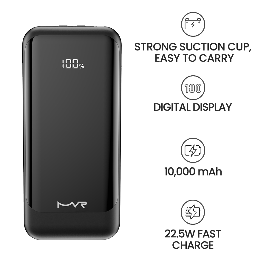 MVR Rapid 10S Power Bank - 10000mAh | 20W USB - C Fast Charging, Slim & Portable (Black) image 7