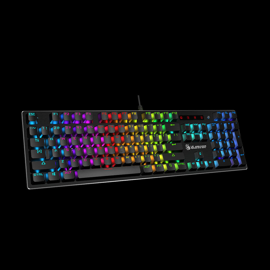 Bloody B820R Keyboard – Black | RGB Backlit, Light Strike Mechanical Switches, Durable Gaming Performance