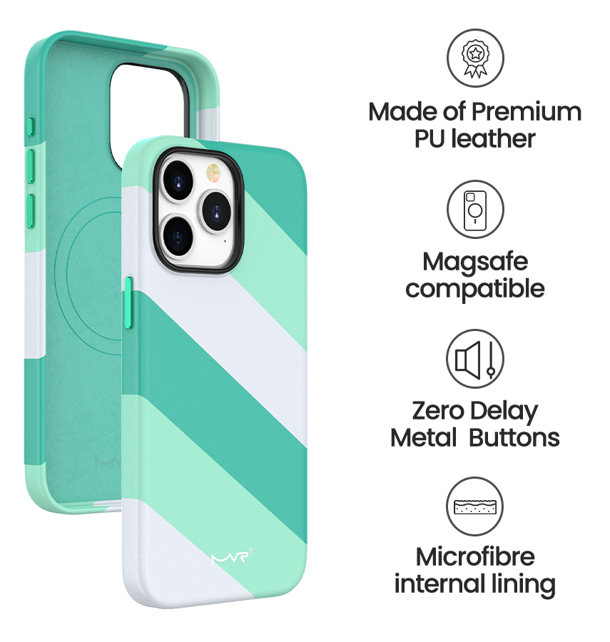iPhone 15 MVR Stripe Vibe Back Cover - Mint Green image 4