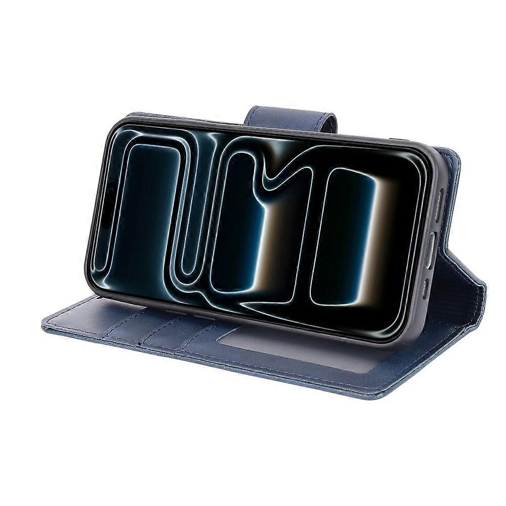 iPhone 16 Pro Wallet Case - Navy | Hanman Leather Magnetic Detachable Flip Cover
