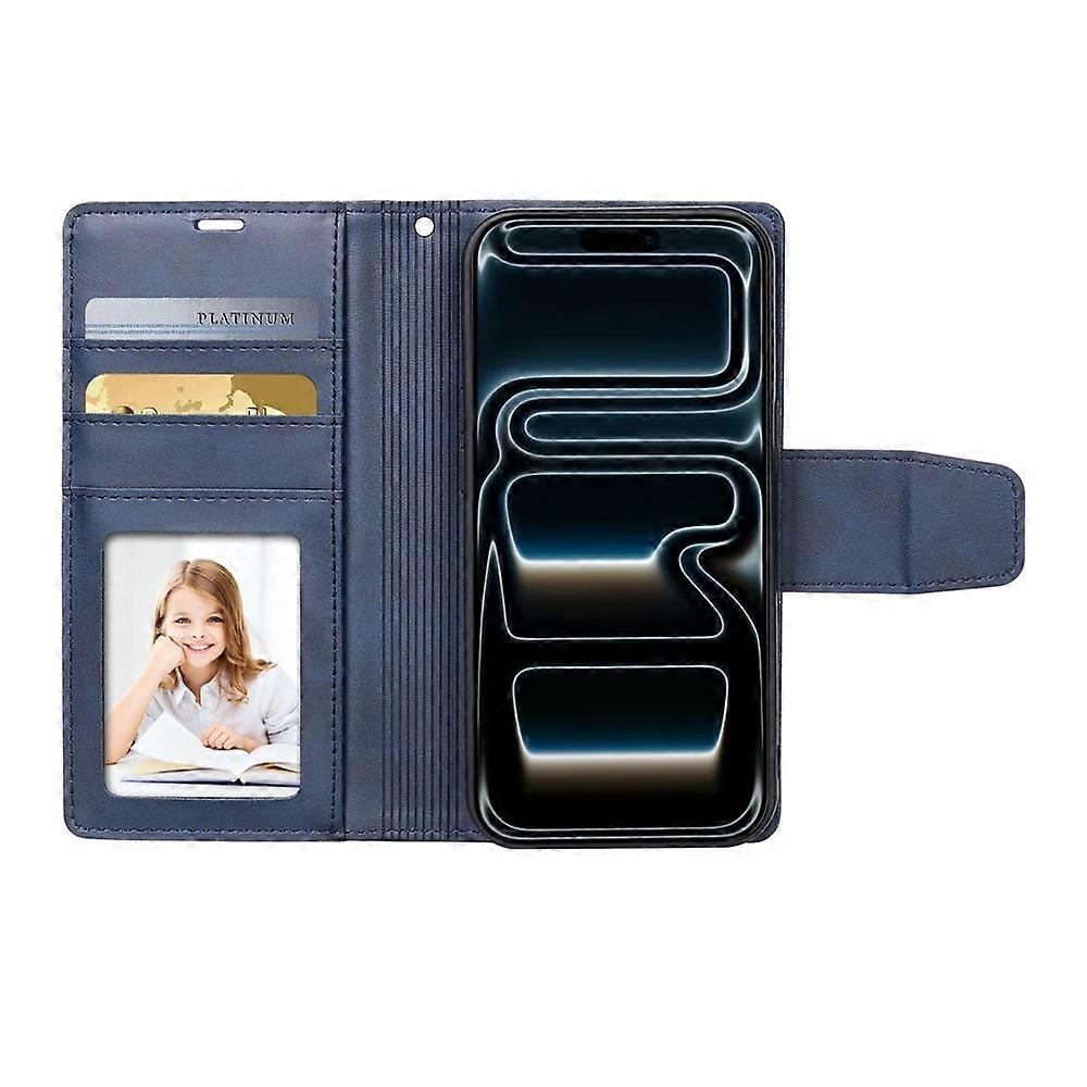 iPhone 17 Air Leather Case – Navy | Hanman Magnetic Detachable Wallet Design, MagSafe Compatible