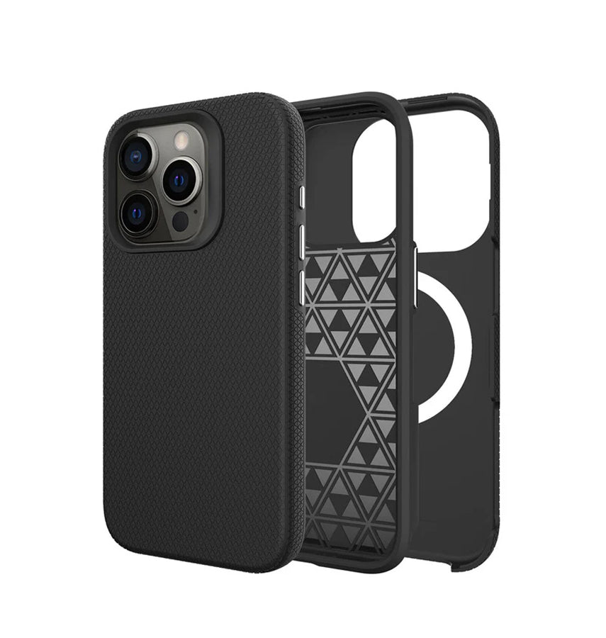 iPhone 16 Pro Max Triangle Pattern MagSafe Case - Black | Rugged Shockproof Back Cover image 3