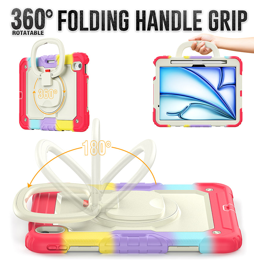 Apple iPad AIR 11 2024/25 Case - Rainbow Red | Survivor GenericHand Strap Stand, Shockproof & Scratch - Resistant Protective Cover image 2