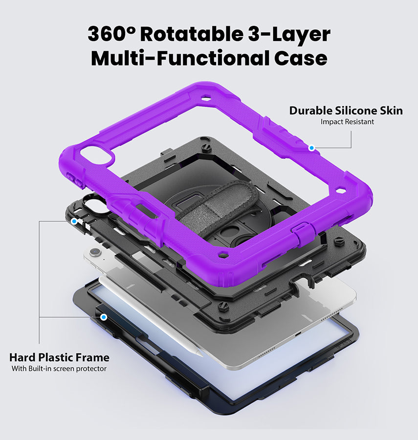 Apple iPad Air 2/9.7 Case - Purple |Survivor Generic Rugged Case with Hand Strap, Shockproof & Scratch - Resistant Protective Cover image 1