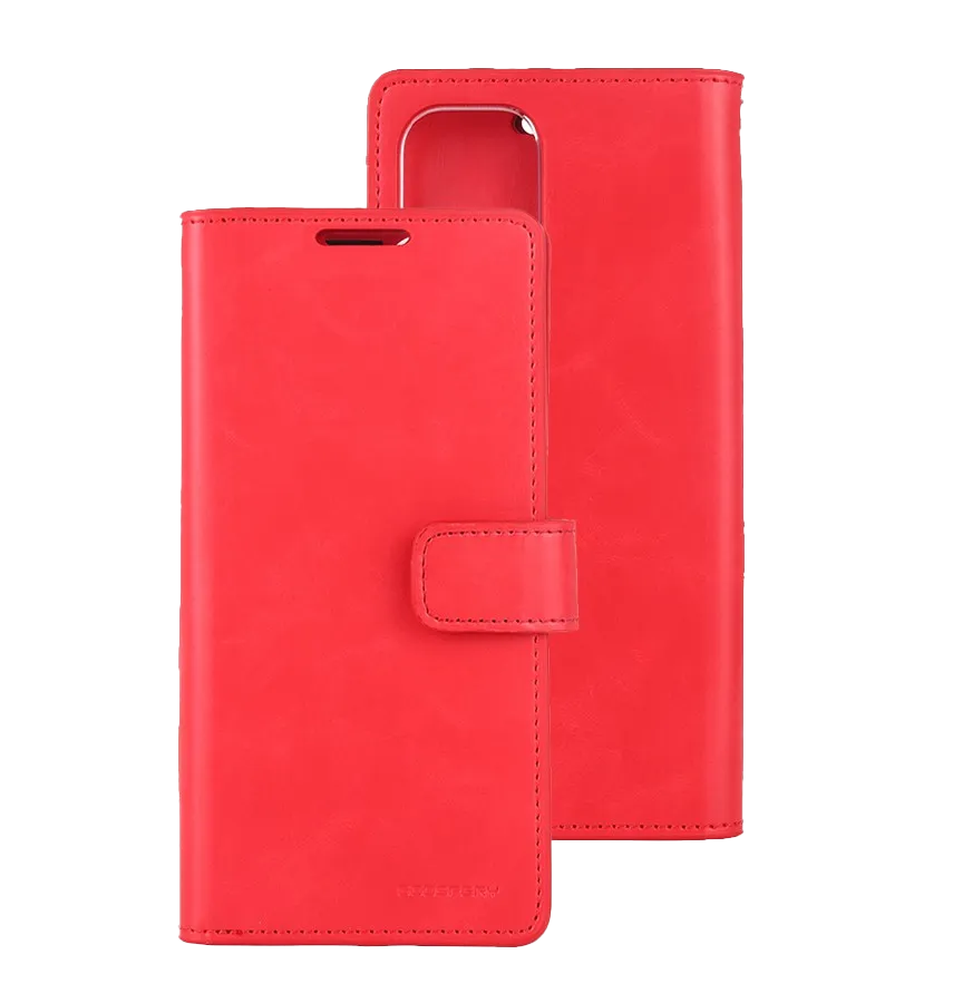 iPhone 15 Wallet Case – Red | Goospery Mercury Bluemoon Genuine Leather Flip Cover image 0