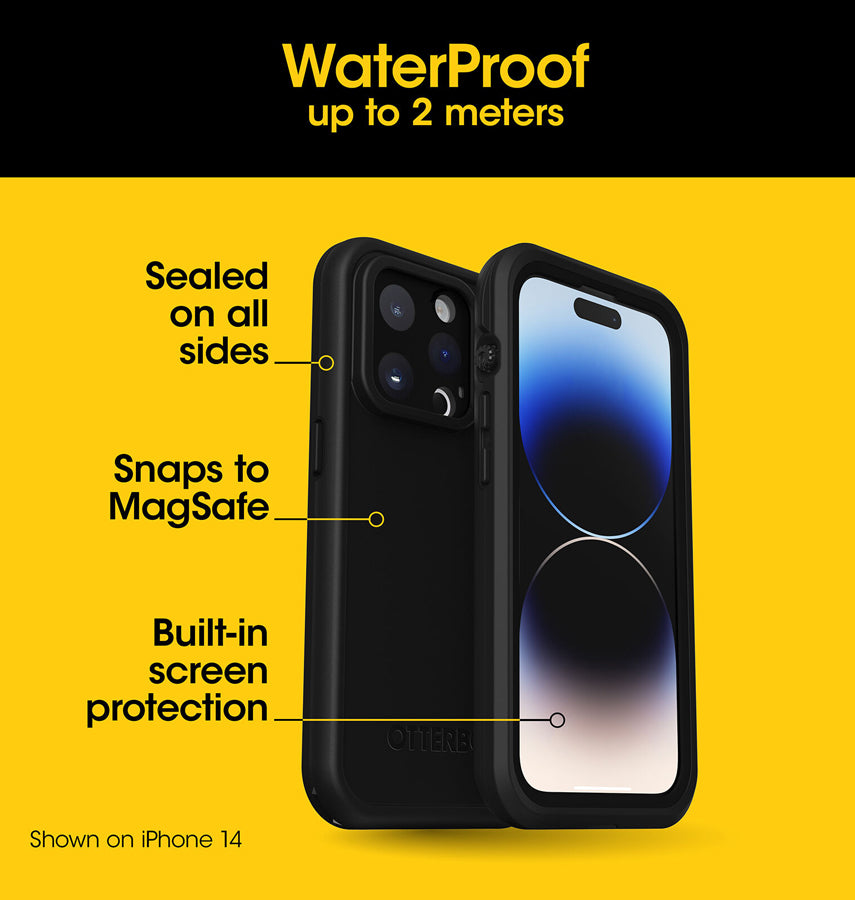 iPhone 16 Pro Magsafe Case – Black | OtterBox Fré Series, Waterproof Protection Back Cover
