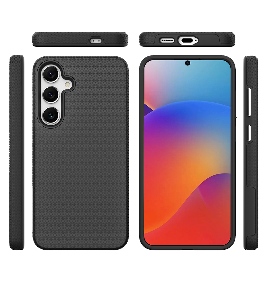 Samsung Galaxy S25 Plus MagSafe Case - Black | Triangle Texture Rugged Shockproof Cover