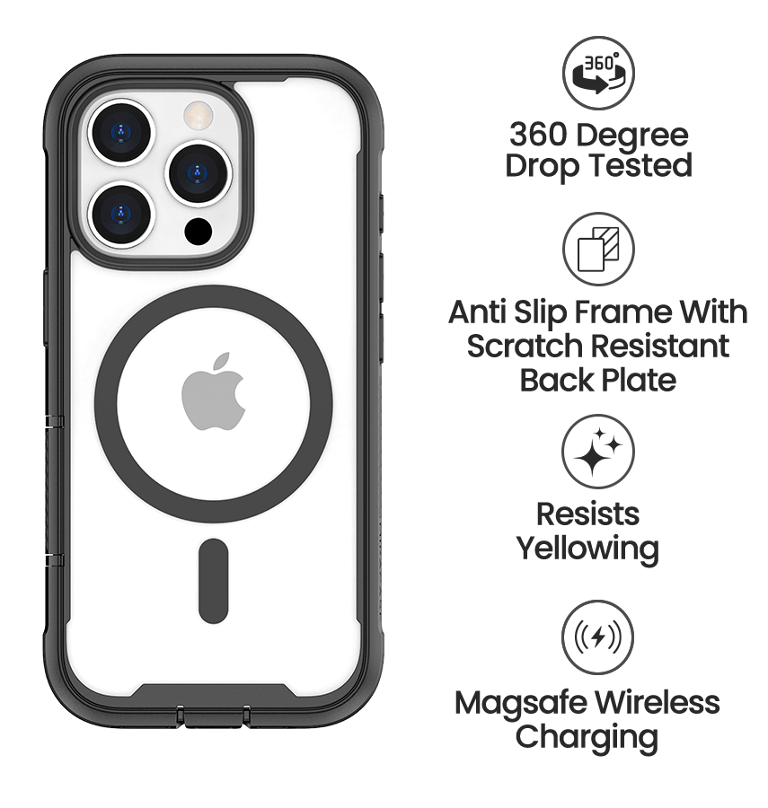 iPhone 16 Pro Max Case - Black | MVR Robust 360° Full Protection, Scratch Resistant Back Cover image 4