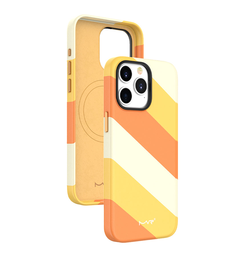 iPhone 15 Plus MVR Stipe Vibe Case - Apricot Yellow | Soft Touch Protective Cover image 0