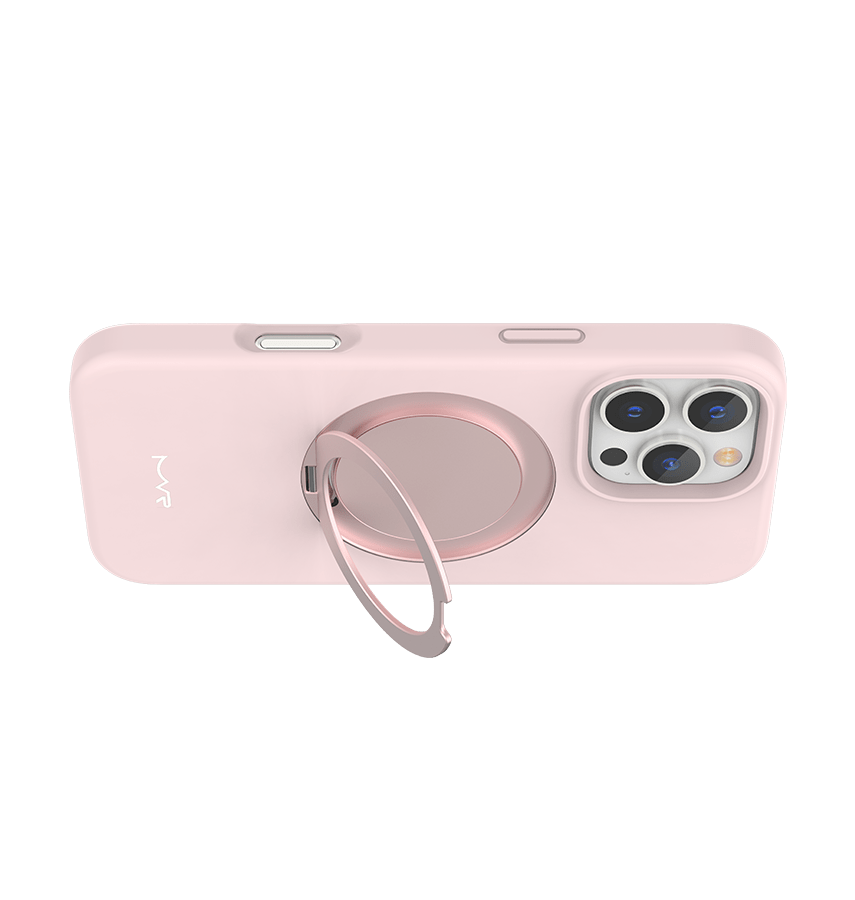 iPhone 16 Pro Max MVR Liquid Silicone Stand Case - Pink | Soft - Touch, Adjustable Kickstand image 3