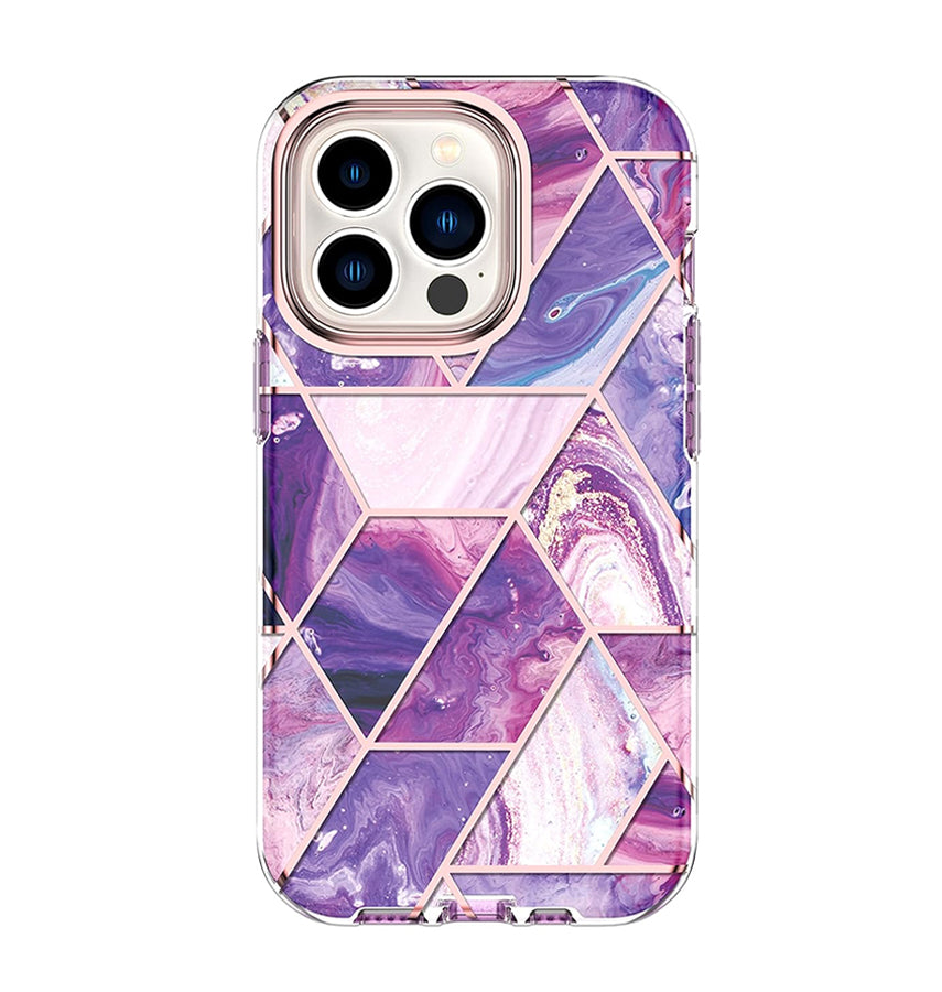 iPhone 13 Marble Glossy Pattern Case – Purple | Slim Fit, Scratch Resistant, Stylish Design image 0
