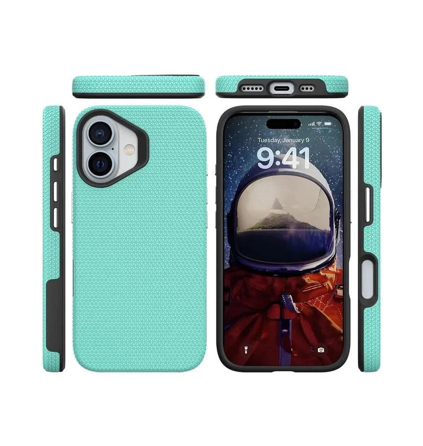 iPhone 16 Plus Triangle Pattern MagSafe Case - Mint Green | Rugged Shockproof Back Cover image 3