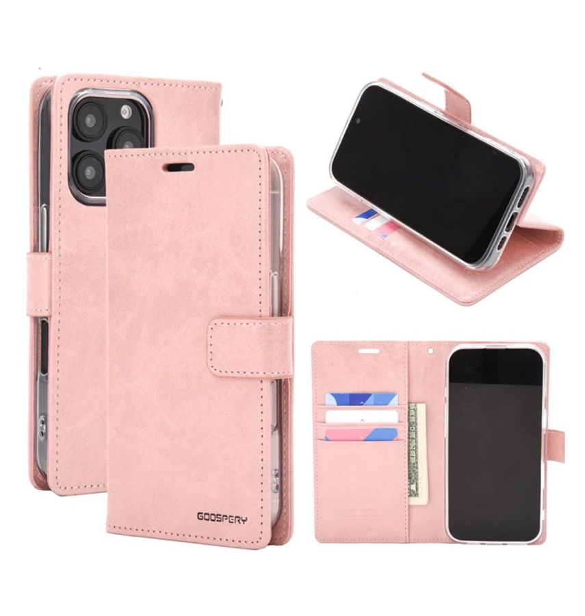 iPhone 14 Pro Max Wallet Case – Rose Gold | Goospery Mercury Bluemoon Diary Magnetic Detachable Flip Cover image 0