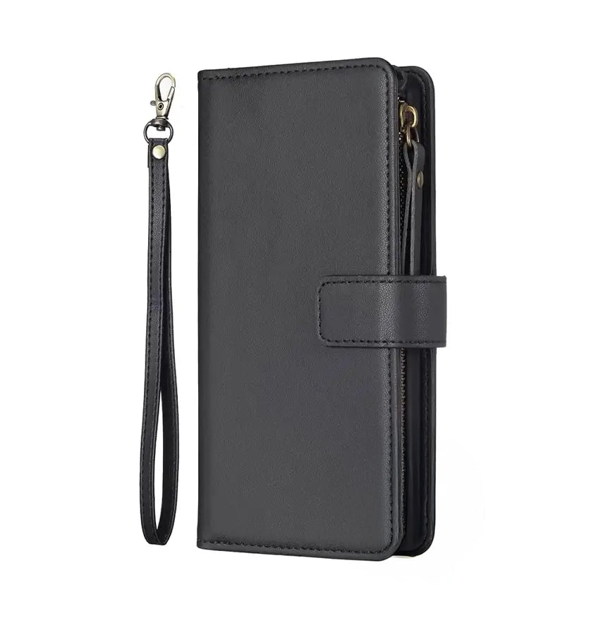 iPhone 17 Air Zipper Wallet Case – Black | Multi-Slot Leather Wallet, Zipper Closure, MagSafe Compatible image 0