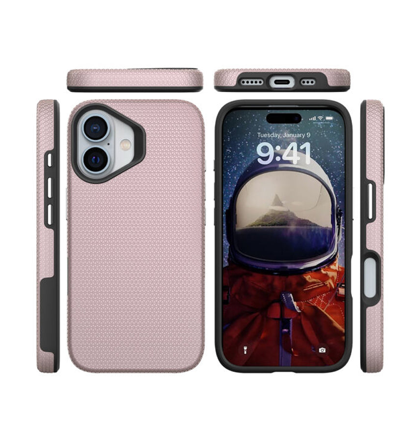 iPhone 16 Plus Triangle Pattern MagSafe Case - Rose Gold | Rugged Shockproof Back Cover image 2