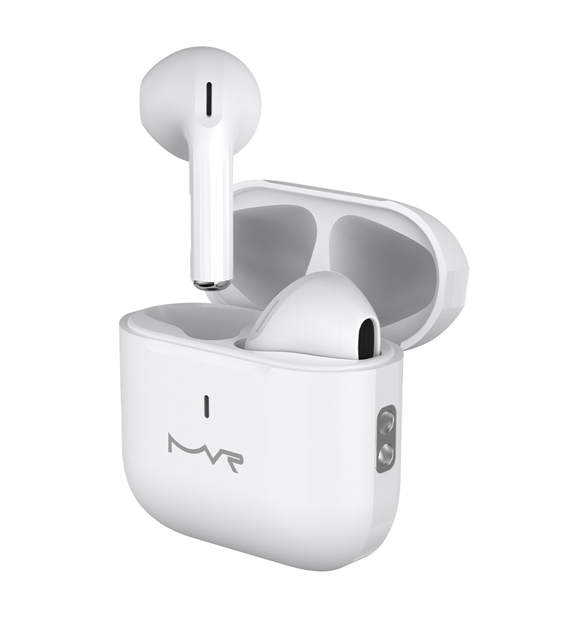 MVR Robin Mini Wireless TWS Earbuds – White | Bluetooth 5.3, 24H Playtime & Touch Controls image 1