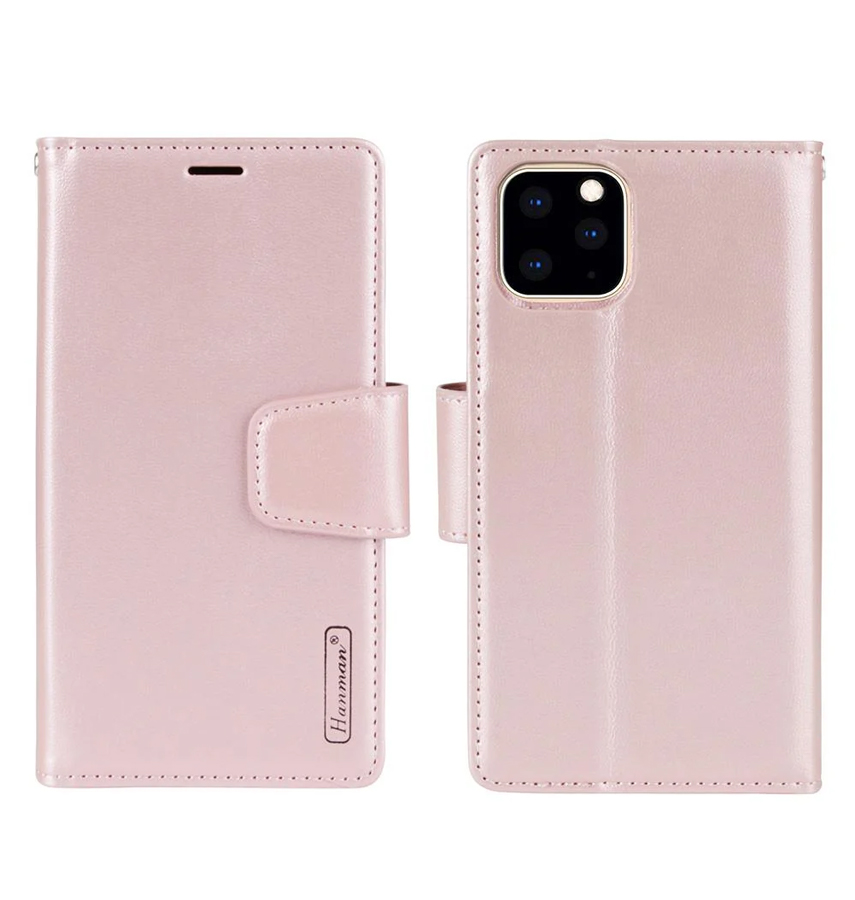 iPhone 15 Plus Wallet Case - Rose Gold | Hanman Leather Magnetic Detachable Flip Cover image 0