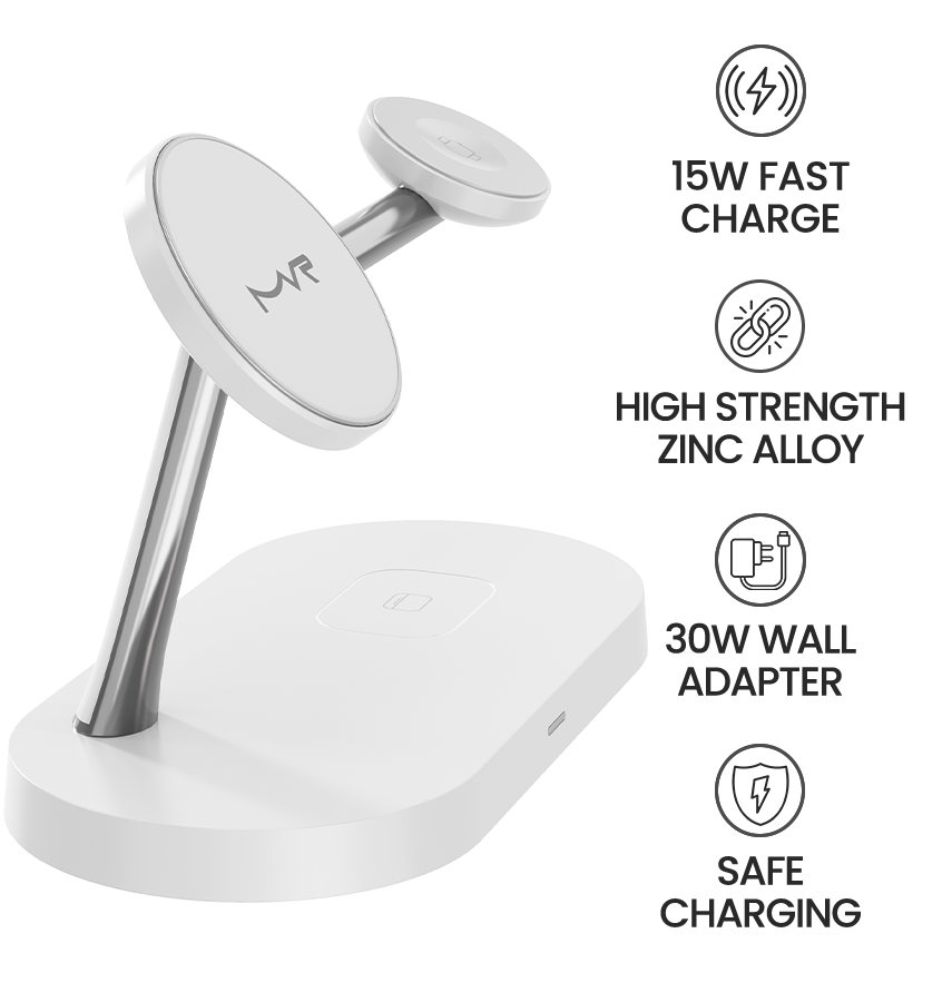 DC-3W MVR 4 in 1 Portable Multi-Device Wireless Charger - White image 4