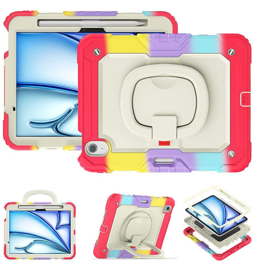 Apple iPad AIR 11 2024/25 Case - Rainbow Red | Survivor GenericHand Strap Stand, Shockproof & Scratch - Resistant Protective Cover image 4