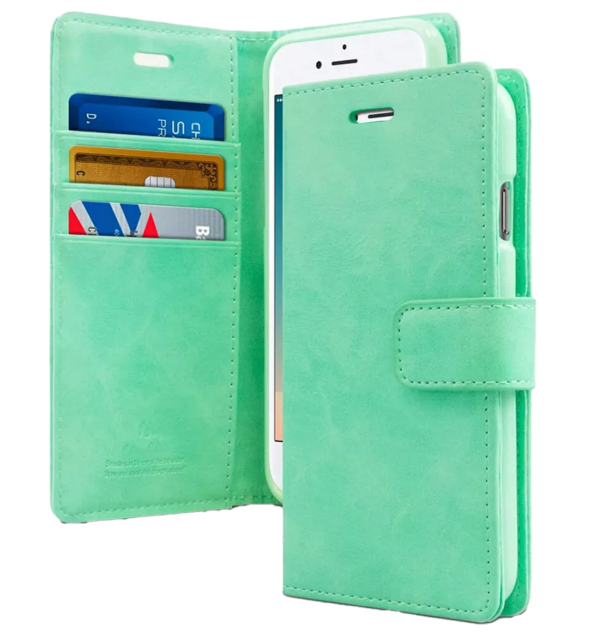 iPhone 12/12 Pro Wallet Case – Mint Green | Goospery Mercury Bluemoon Dairy Flip Cover with Card Storage image 0