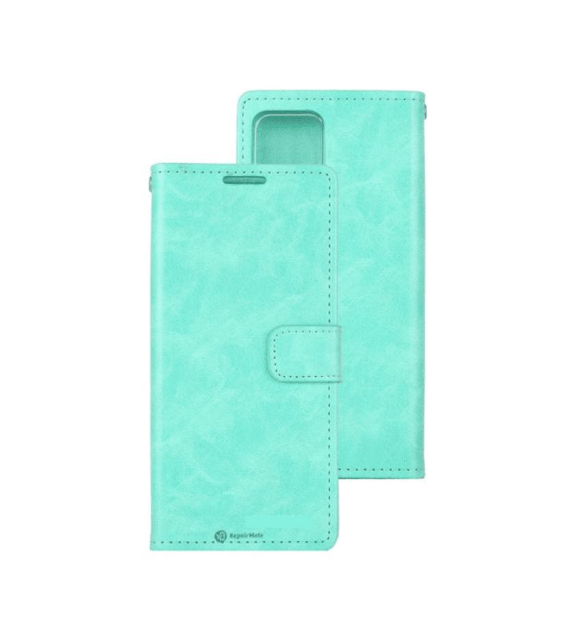 iPhone 15 Plus Wallet Case – Mint Green | Goospery Mercury Bluemoon with Anti-Microbial Protection & Cash & Card Pockets image 0