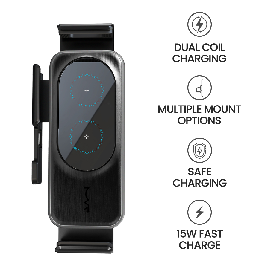 MVR Z1 15W Wireless Charging Car Holder with 90-Degree Rotation - Black image 6