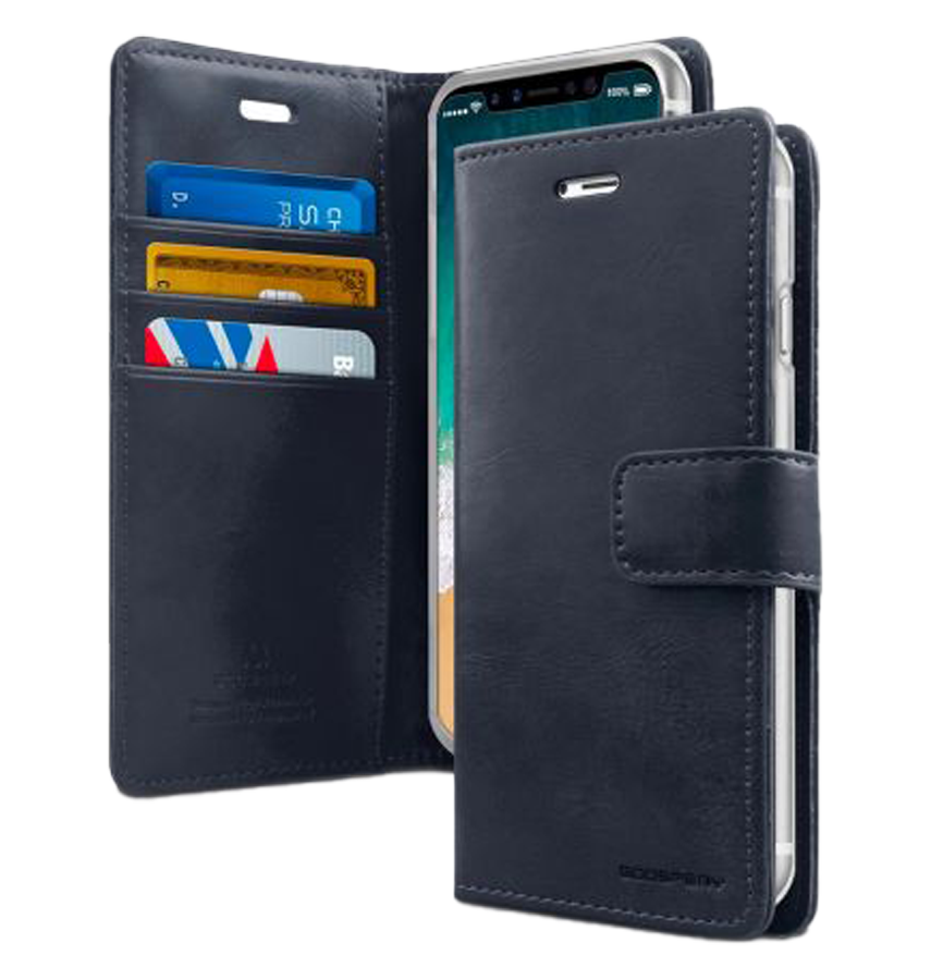 iPhone 16 Pro Max Wallet Case – Navy | Goospery Mercury Bluemoon Premium PU Leather with Secure Magnetic Closure image 0