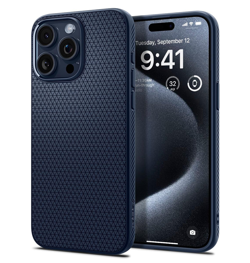 iPhone 15 Pro Max Triangle Pattern MagSafe Case - Navy Blue | Rugged Shockproof Back Cover image 0