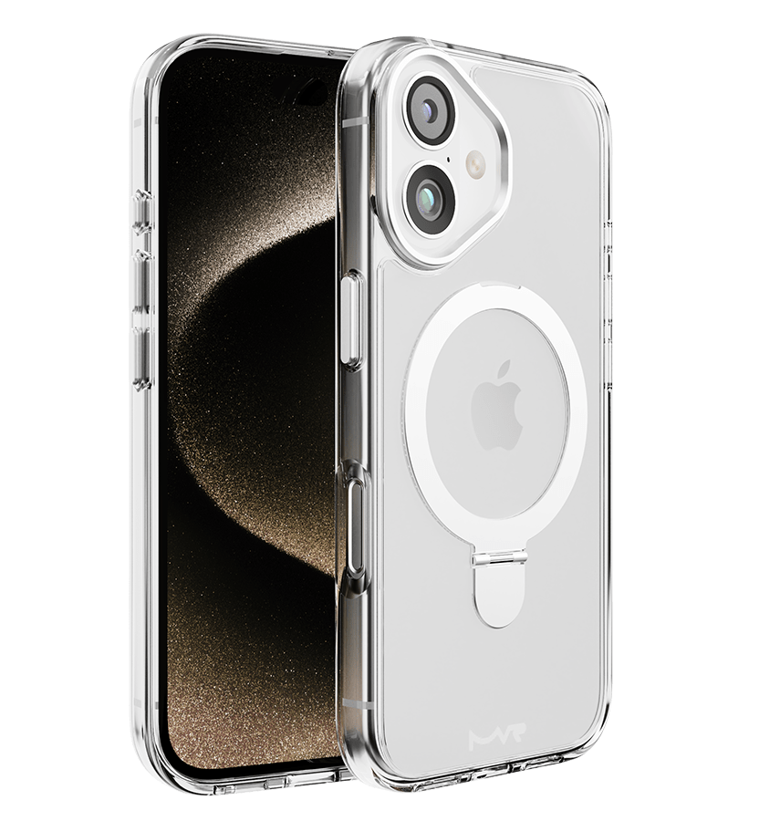 iPhone 16 Stellar Stand Case - Silver | Built In Adjustable Kickstand, Shockproof Back Cover image 4