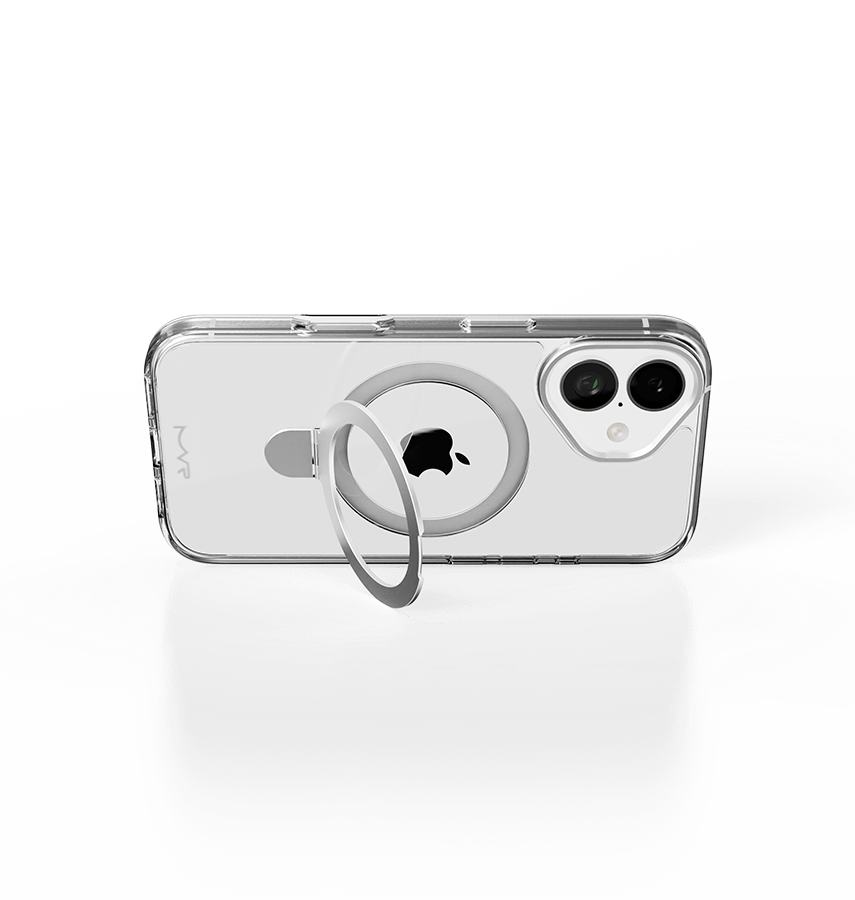 iPhone 16 Stellar Stand Case - Silver | Built In Adjustable Kickstand, Shockproof Back Cover image 1