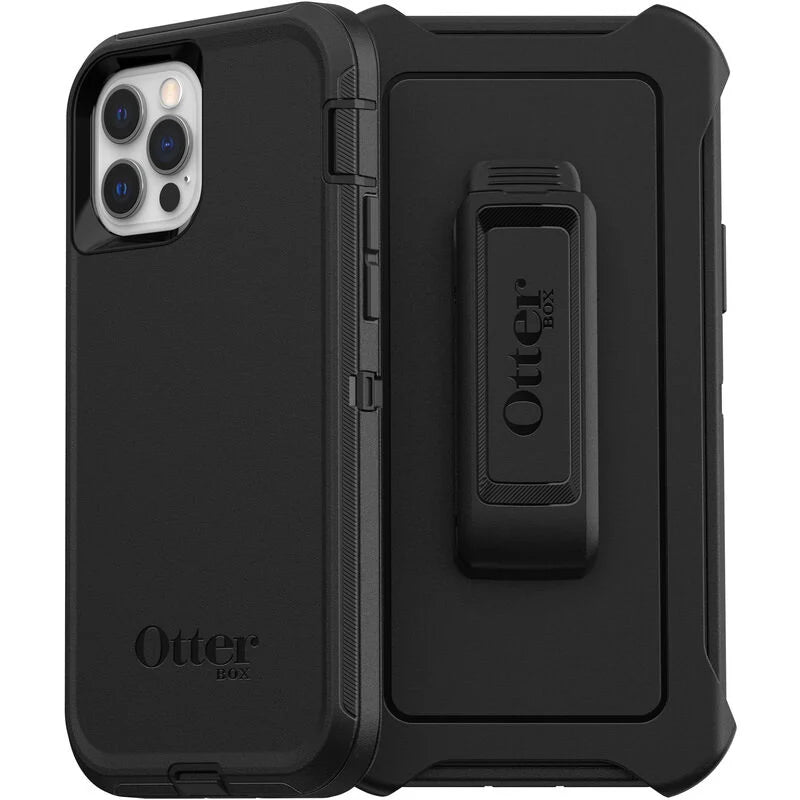 iPhone 12/12 Pro Case – Black | Otterbox Defender Series, Rugged Shockproof Back Cover image 2