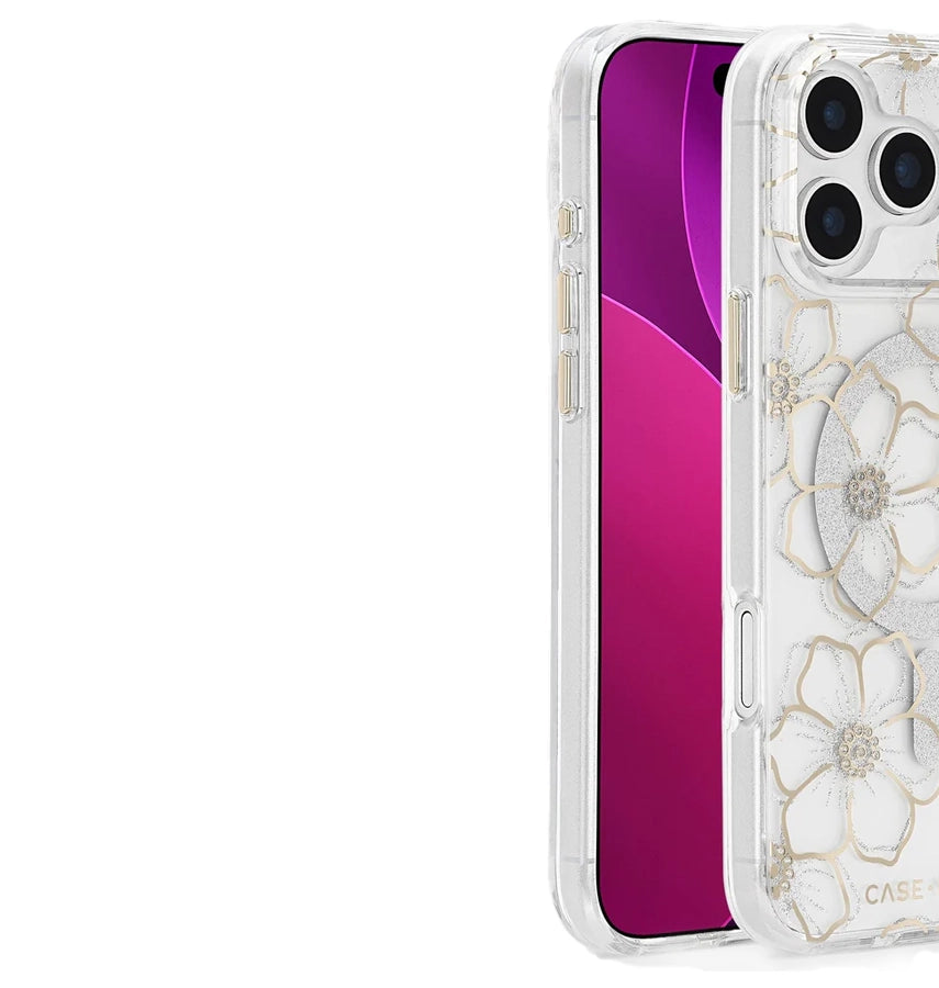 iPhone 17 Pro Max Floral Gems MagSafe Case – Gold | Case-Mate Stylish Protective Cover with Slim, Durable & Drop Protection image 2