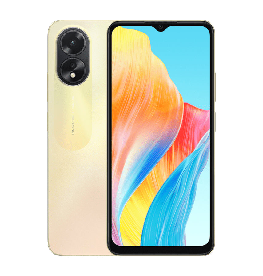 OPPO A38 in Glowing Gold packs 128GB storage, 4GB RAM, and a long-lasting 5000mAh battery — perfect for smooth multitasking and all-day use with style.G Android Smartphone, 6GB RAM, 128GB Storage, 50MP Camera, Long Battery Life - Peach image 0