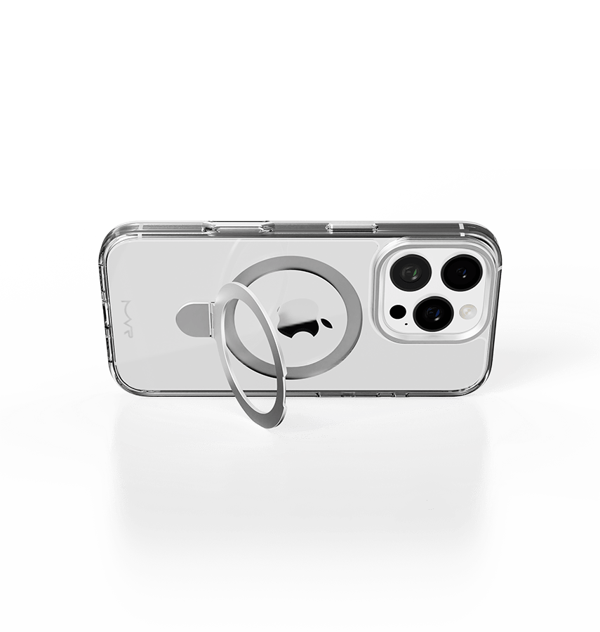iPhone 16 Pro Max MVR Stellar Stand Case - Silver | Built In Adjustable Kickstand Back Cover image 3