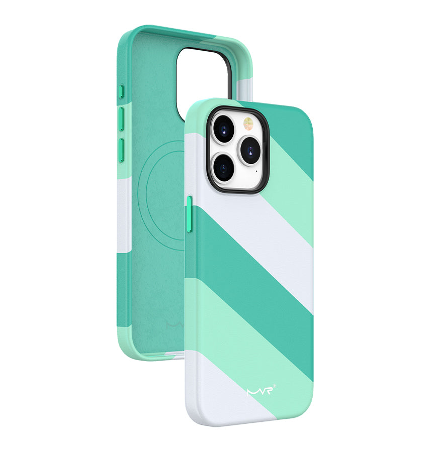 iPhone 15 Plus MVR Stipe Vibe Case - Mint Green | Soft Touch Protective Cover image 0