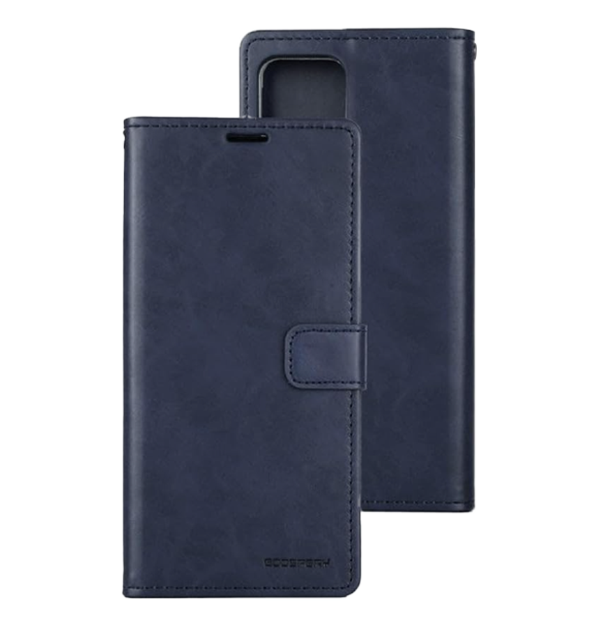 iPhone 14 Pro Max Wallet Case – Navy | Goospery Mercury Bluemoon Premium Dairy Flip Cover image 0